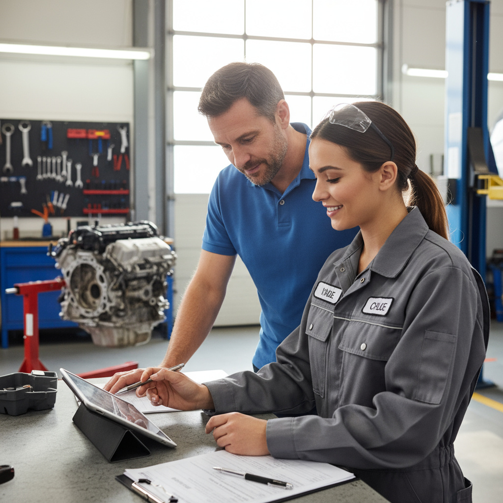 Kunde und Techniker besprechen Details